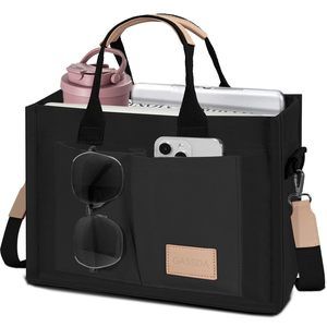 Spacious Canvas Shoulder Bag - Crossbody Tote w/ Multiple Pockets